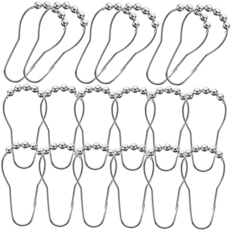 24Pcs Bead Gourd Shower Curtain Rings Rustproof Easy Install Hooks For Bathroom Decor - Image 2