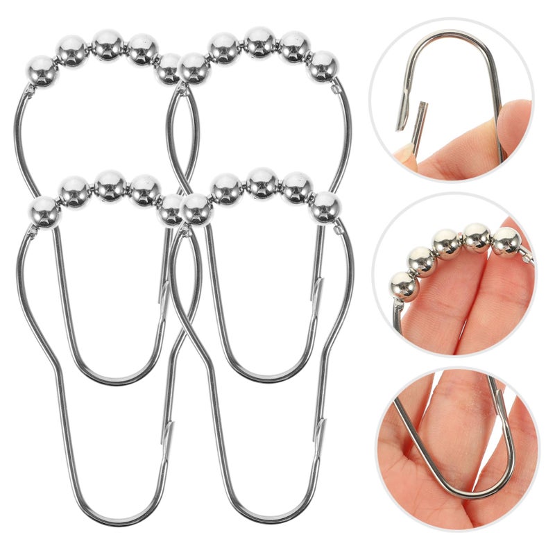 24Pcs Bead Gourd Shower Curtain Rings Rustproof Easy Install Hooks For Bathroom Decor - Image 4