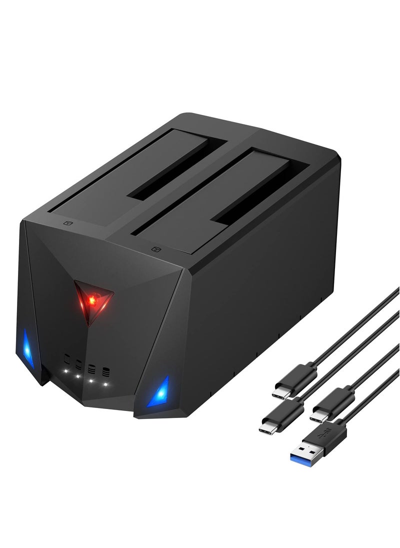 SYOSI USB 3.2 Gen 1 to Hard Drive Docking Station 2.5 or 3.5 inch SATA I II III Dual Hard Drive Docking Station with Hard Drive Duplicator Offline Clone Function and 2 USB Cables Support UASP  - Image 1