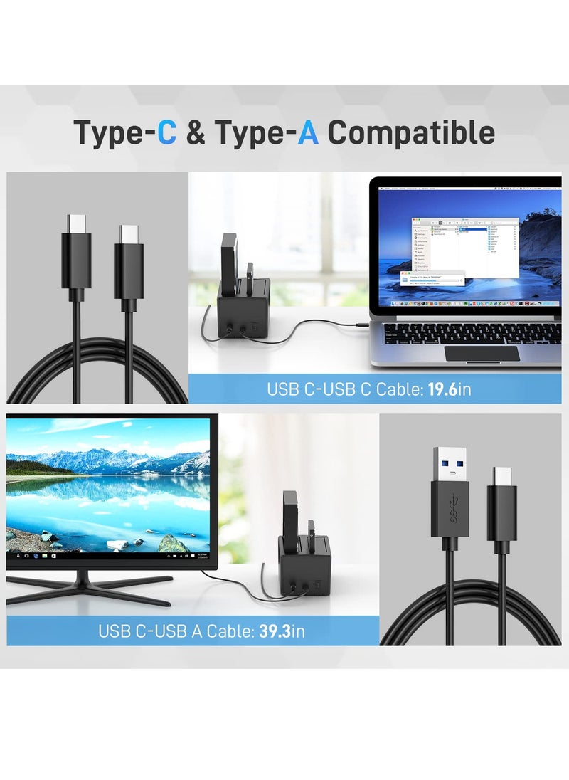 SYOSI USB 3.2 Gen 1 to Hard Drive Docking Station 2.5 or 3.5 inch SATA I II III Dual Hard Drive Docking Station with Hard Drive Duplicator Offline Clone Function and 2 USB Cables Support UASP  - Image 4