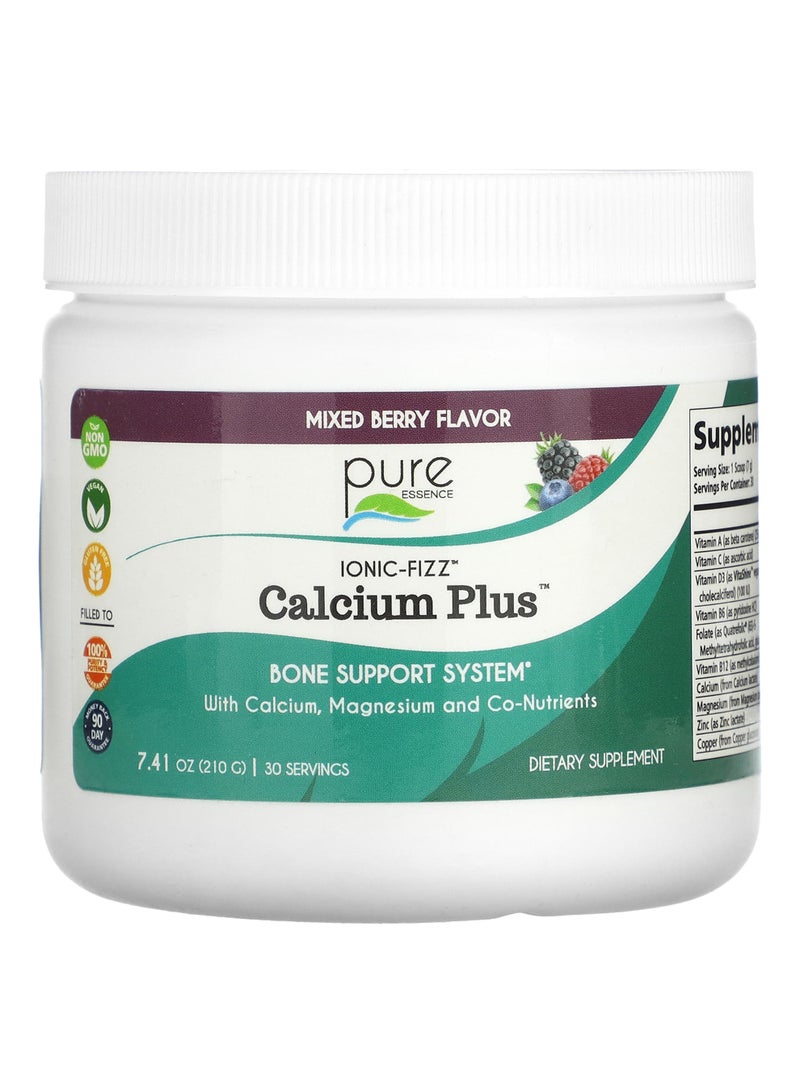 Pure Essence Ionic-Fizz, Calcium Plus, Mixed Berry, 7.41 oz (210 g)
