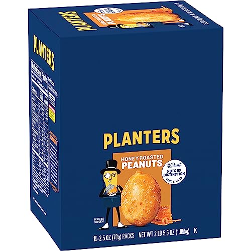PLANTERS Honey Roasted Peanuts 25 Ounce 15 Count Pack of 1 Roasted with Honey and Sea Salt Active Lifestyle Movie and School Snacks Kosher Peanuts - Image 1