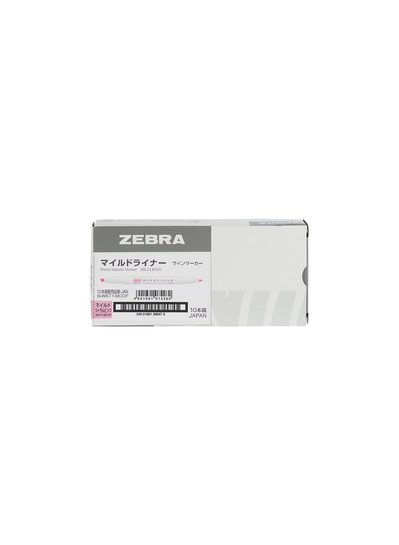 ZEBRA Mildliner Double Sided Highlighter , for Journal Planner , marking dictionary, Note Taking , drawing illustrations , Pack of 10 pink Highlighters  - Image 1