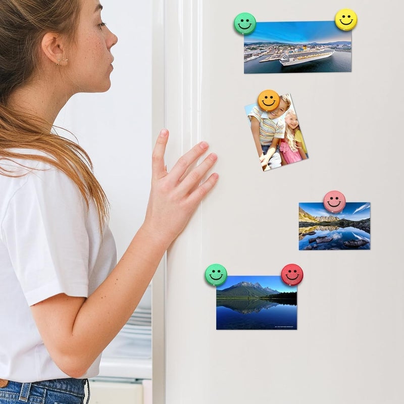 Qualsen Fridge Magnets, 50pcs Smiley Face Magnets, Small Magnet for Whiteboard, Mini Cute Magnet for Fridge, Locker, White Board, Kitchen, Office, Classroom (10 Colors Smile) - Image 5
