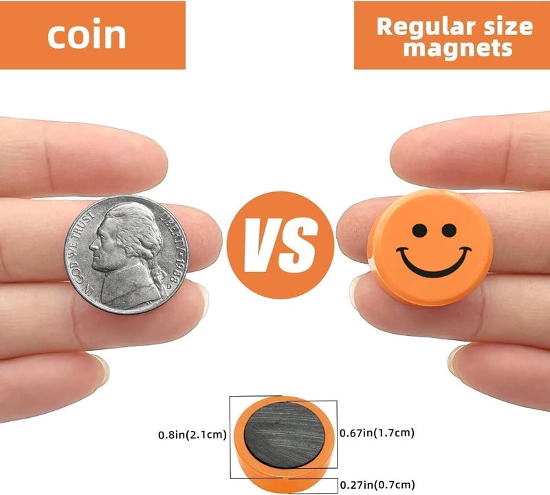 Qualsen Fridge Magnets, 50pcs Smiley Face Magnets, Small Magnet for Whiteboard, Mini Cute Magnet for Fridge, Locker, White Board, Kitchen, Office, Classroom (10 Colors Smile) - Image 2