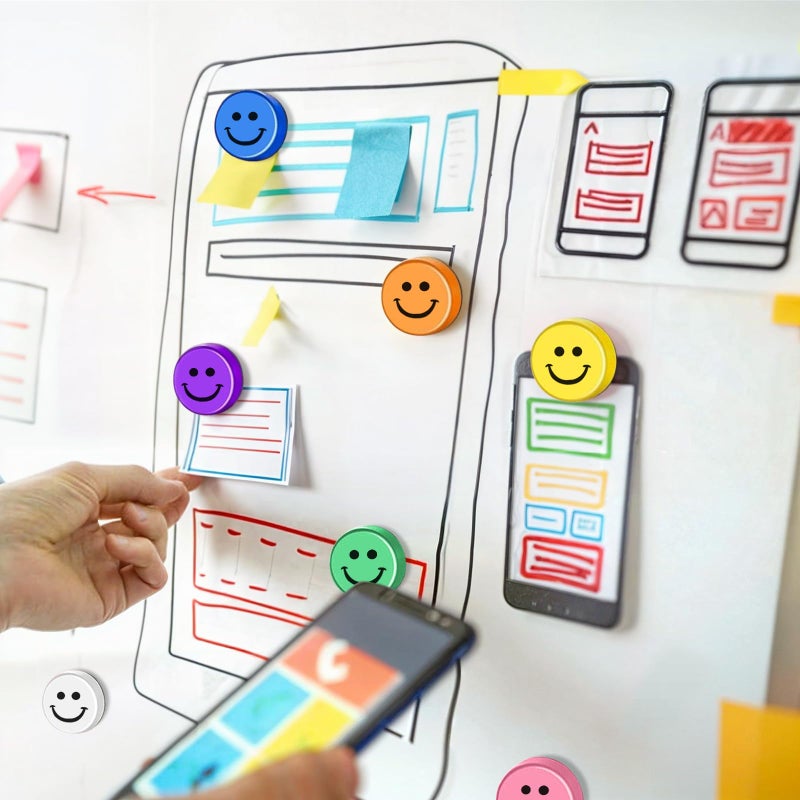 Qualsen Fridge Magnets, 50pcs Smiley Face Magnets, Small Magnet for Whiteboard, Mini Cute Magnet for Fridge, Locker, White Board, Kitchen, Office, Classroom (10 Colors Smile) - Image 4