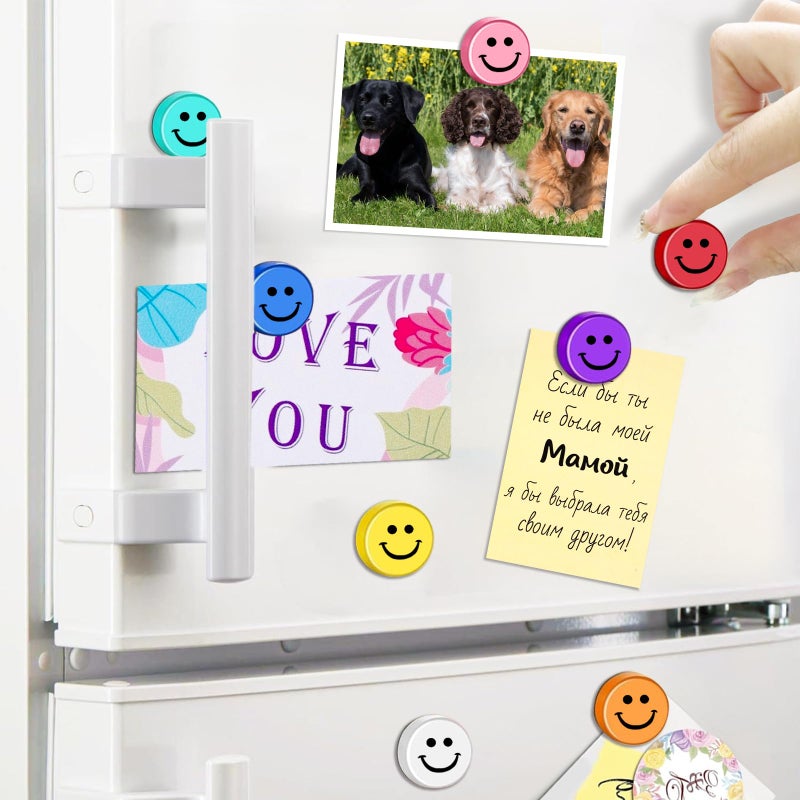 Qualsen Fridge Magnets, 50pcs Smiley Face Magnets, Small Magnet for Whiteboard, Mini Cute Magnet for Fridge, Locker, White Board, Kitchen, Office, Classroom (10 Colors Smile) - Image 3