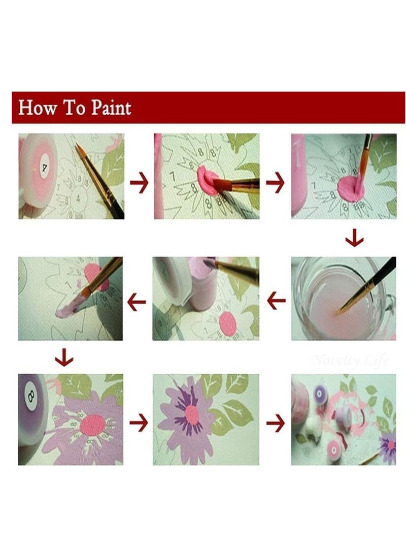 SYOSI Paint by Numbers for Adults Beginner Snow Mountain Lake Landscape DIY Canvas Acrylic Painting Number Kits with Brushes and Acrylic Pigment Mountain Lake - Image 5