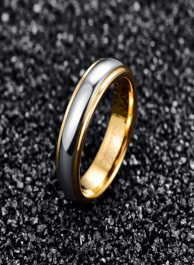 NUNCAD 6mm Men's Silver Polished Finish Tungsten Carbide Ring Gold Plated Inner Face Step Edges Comfort Fit Size 7-12 - Image 3