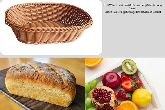 PAUL SONS Plastic Hospitality Oval Woven Fruit Vegetable Serving Basket/Snack Egg Storage/Bread Basket Small Size: 9"x6.5"x2.8" (Pack of 1Pc), Brown - Image 4
