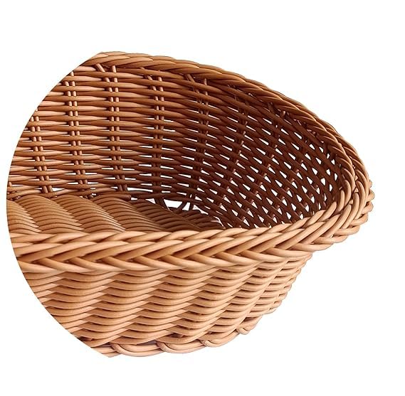 PAUL SONS Plastic Hospitality Oval Woven Fruit Vegetable Serving Basket/Snack Egg Storage/Bread Basket Small Size: 9"x6.5"x2.8" (Pack of 1Pc), Brown - Image 5