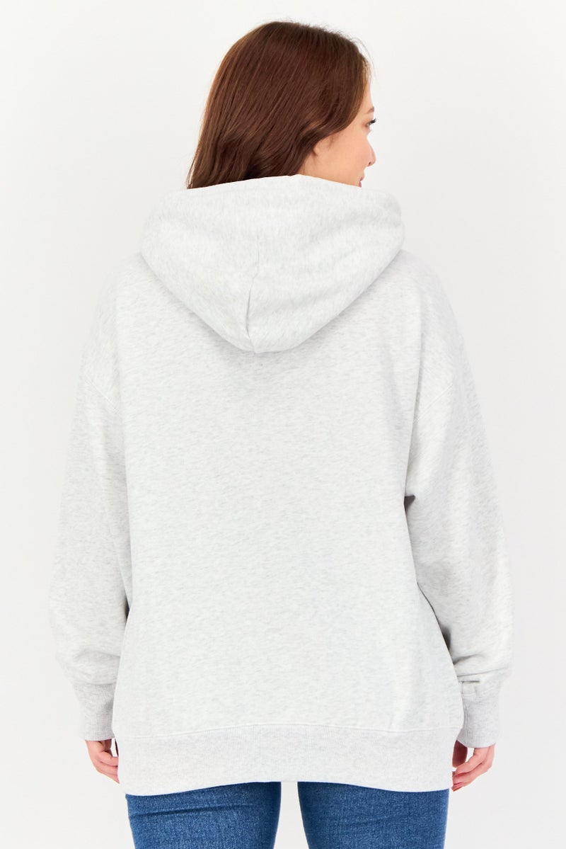 NIA Women Heather Long Hoodie, Pale Grey - Image 2