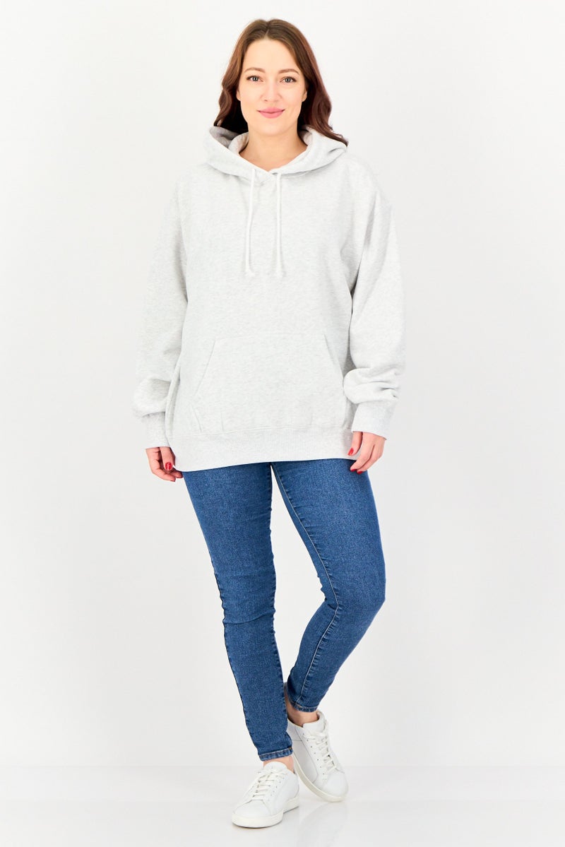 NIA Women Heather Long Hoodie, Pale Grey - Image 4