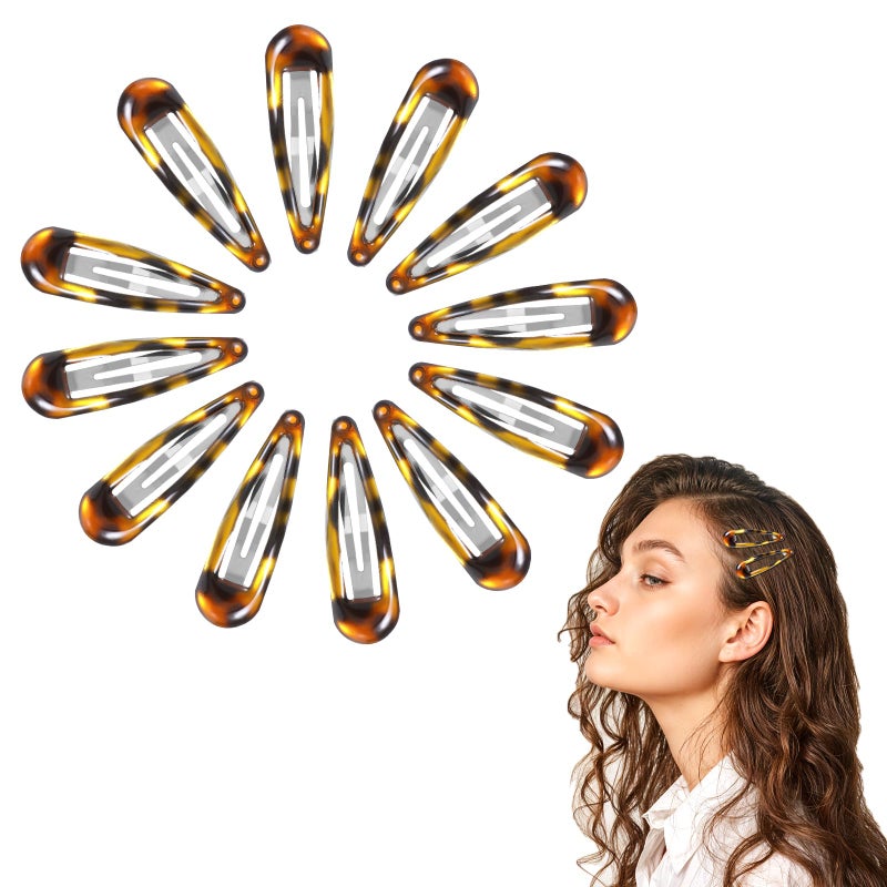 Nogeqi 12PCS Metal Snap Hair Clips Tortoise Hair Barrettes for Women Hair Snap Clips for Women Vintage Tortoise Hair Clips Snap Snap Barrettes for Women Girls Suitable for All Hair Types