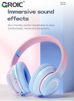 GROIC Pink and Light blue Bluetooth Headphones, Headphones with Volume Limited, Long Playtime, Bluetooth Headphones with Mic, Stereo Sound, Foldable Over-Ear Headphones for Kids/School/Travel/Tablet  - Image 5
