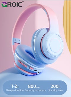 GROIC Pink and Light blue Bluetooth Headphones, Headphones with Volume Limited, Long Playtime, Bluetooth Headphones with Mic, Stereo Sound, Foldable Over-Ear Headphones for Kids/School/Travel/Tablet  - Image 4