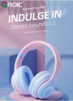 GROIC Pink and Light blue Bluetooth Headphones, Headphones with Volume Limited, Long Playtime, Bluetooth Headphones with Mic, Stereo Sound, Foldable Over-Ear Headphones for Kids/School/Travel/Tablet  - Image 2