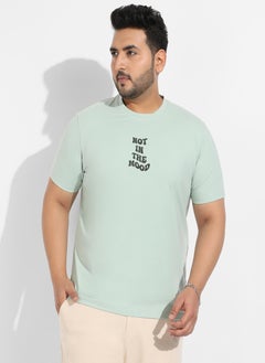 Instafab Plus Men's Sage Green Basic Regular Fit T-Shirt  - Image 2