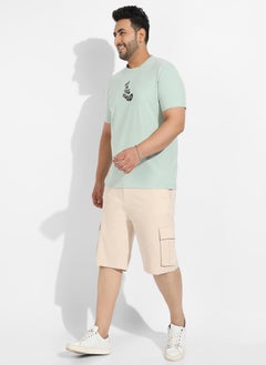 Instafab Plus Men's Sage Green Basic Regular Fit T-Shirt  - Image 5