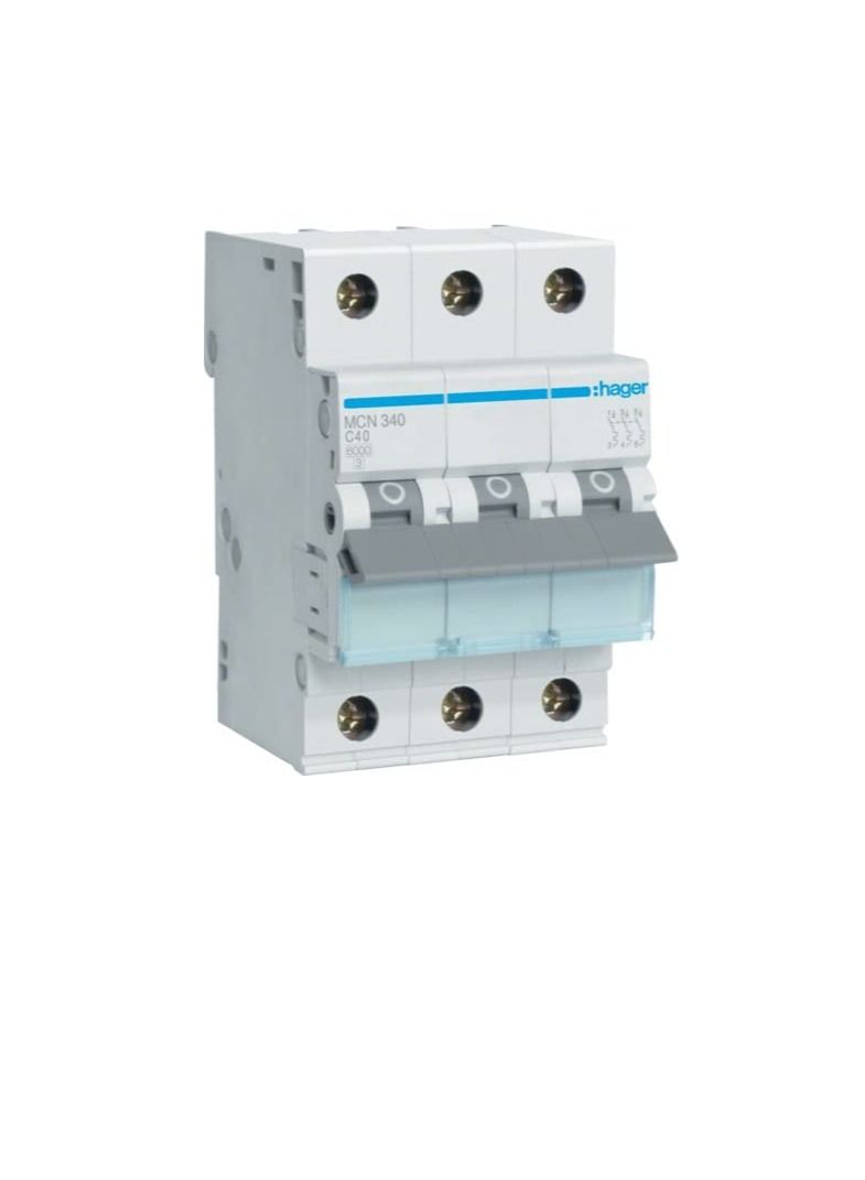 Hager HAGER Miniature circuit breaker Three Pole 40A 6KA TP MCB TYPE C MCN340 *ONEKONEKT*  - Image 1