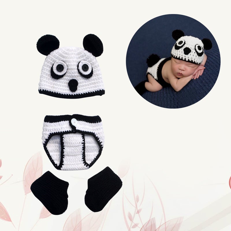 🧸 طقم أزياء رضيع محبوك بتصميم باندا لالتقاط الصور - Image 2