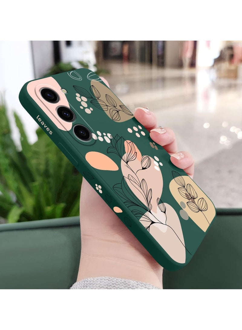 for Samsung Galaxy S23 Ultra Case, Creative Flower Pattern Design Phone Cover Drop Protection Soft Ultra Thin Scratch Resistant Microfiber Lining Inner for Galaxy S23 Ultra-Morandi Green - Image 3