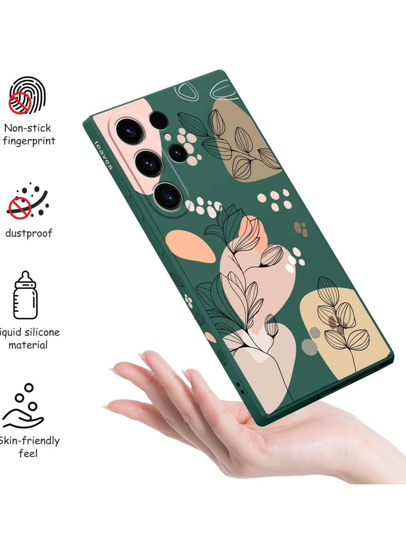 for Samsung Galaxy S23 Ultra Case, Creative Flower Pattern Design Phone Cover Drop Protection Soft Ultra Thin Scratch Resistant Microfiber Lining Inner for Galaxy S23 Ultra-Morandi Green - Image 4