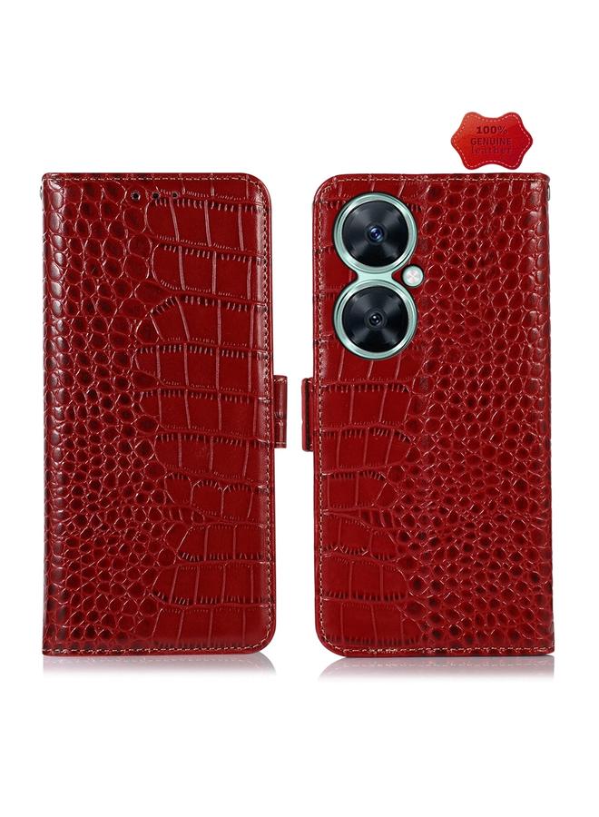 اس-توب جراب لهاتف Huawei Nova 11i / Enjoy 60 Pro / جراب هاتف من جلد البقر بطبقة علوية من جلد التمساح - Image 1