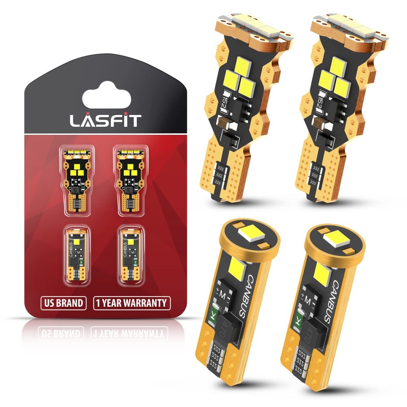 مجموعة مصابيح LED LASFIT 194 168 2825921 912 W5W Canbus بيضاء