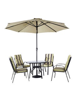 l'elefante Outdoor Dining Set – Garden Table with 4 Patio Chairs & Umbrella | Weather-Resistant Balcony Furniture Set | Outdoor Patio Dining Table and Chair Set for Backyard, Lawn, Garden, or Terrace  - Image 1