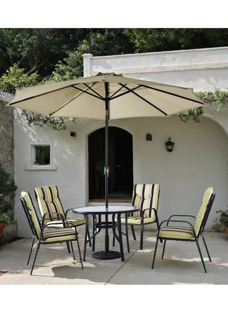 l'elefante Outdoor Dining Set – Garden Table with 4 Patio Chairs & Umbrella | Weather-Resistant Balcony Furniture Set | Outdoor Patio Dining Table and Chair Set for Backyard, Lawn, Garden, or Terrace  - Image 2
