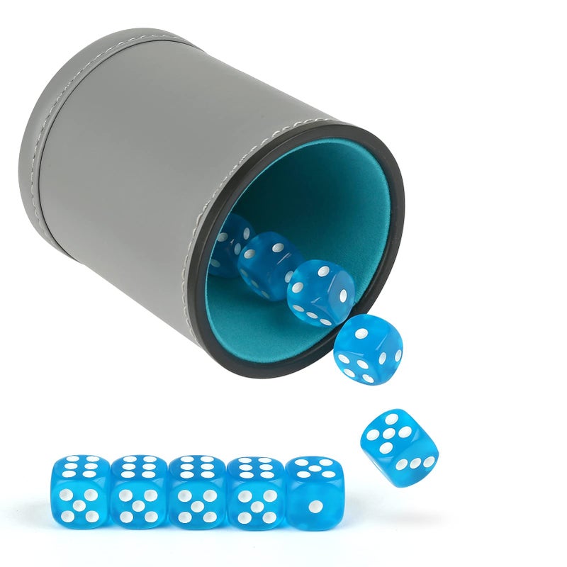 GWHOLE Leather Dice Cup Dice Stacking Shaker Cup Bar Pub Club Liar Games Dice Rolling Set with 10 Dices for Yahtzee Farkle Party Games Gift - Image 3