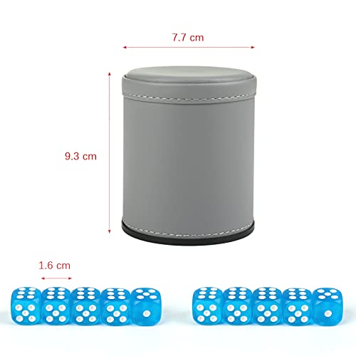 GWHOLE Leather Dice Cup Dice Stacking Shaker Cup Bar Pub Club Liar Games Dice Rolling Set with 10 Dices for Yahtzee Farkle Party Games Gift - Image 5