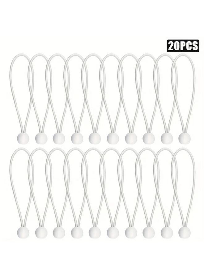 50pcs 8in White Heavy Duty Latex Ball Bungee Cords Outdoor Camping Tarp Fasteners - Image 5