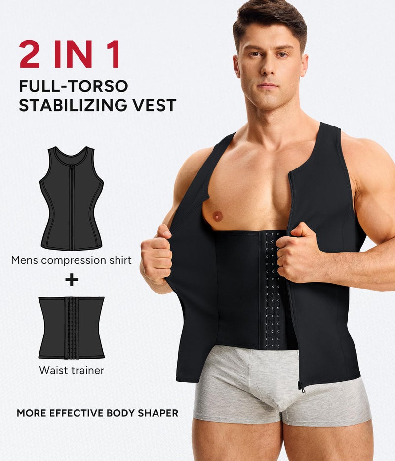 Nebility Mens Shapewear Fajas para Hombres Compression Shirt Men Body Shaper Tank Top Compression Undershirt Vest Sleeveless, Black - L - Image 3