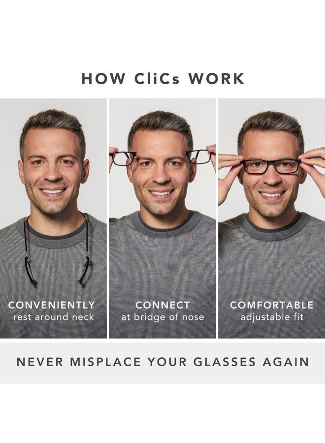 clic Magnetic Reading Glasses - Adjustable Neck Hanging Readers - Secure Fit with Rigid Headband - Original Expandable (M-XL, Jean Blue, 3.00) - Image 2