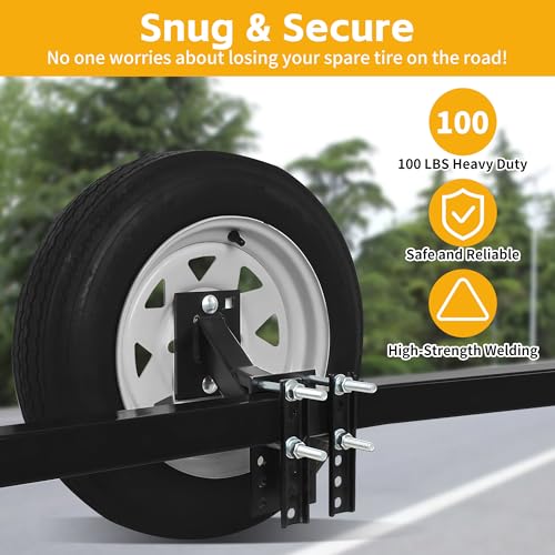 MaxxHaul 70214 Powder Coat Black Trailer Spare Tire Carrier For 10 inch and 12 inch Utility Trailer Tires - Image 4