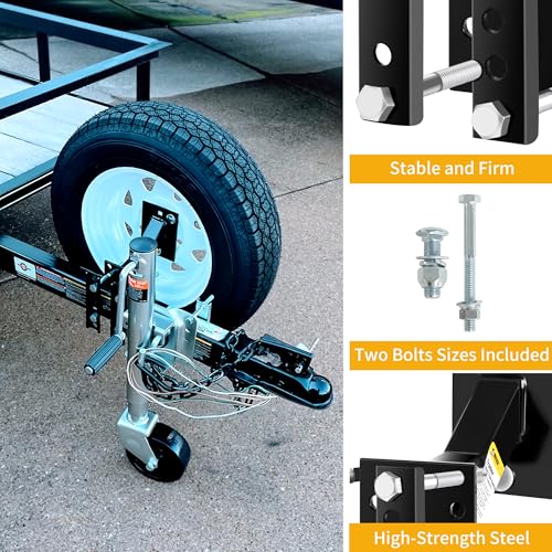 MaxxHaul 70214 Powder Coat Black Trailer Spare Tire Carrier For 10 inch and 12 inch Utility Trailer Tires - Image 3