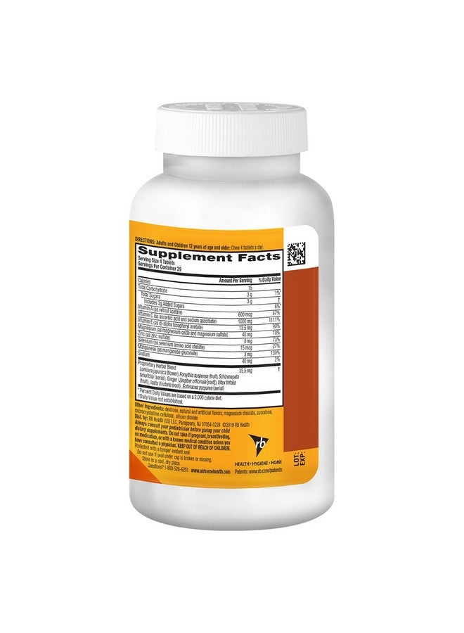 Airborne 1000mg Vitamin C + Zinc Immune Support Supplement Chewable Tablets, Citrus Flavor with Powerful Antioxidants Vitamins A C & E, 116 Chewable Tablets (2 Pack) - Image 4