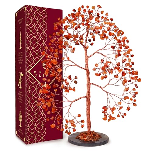 KARMAPLEDGE Crystal Tree of Life Birthday Gifts for Women Men Frineds Handmade Carnelian Chakra Tree for Home Room Office Decor Bring Money Positivity Reiki Healing Good Luck Gifts for Mom Dad - Image 1