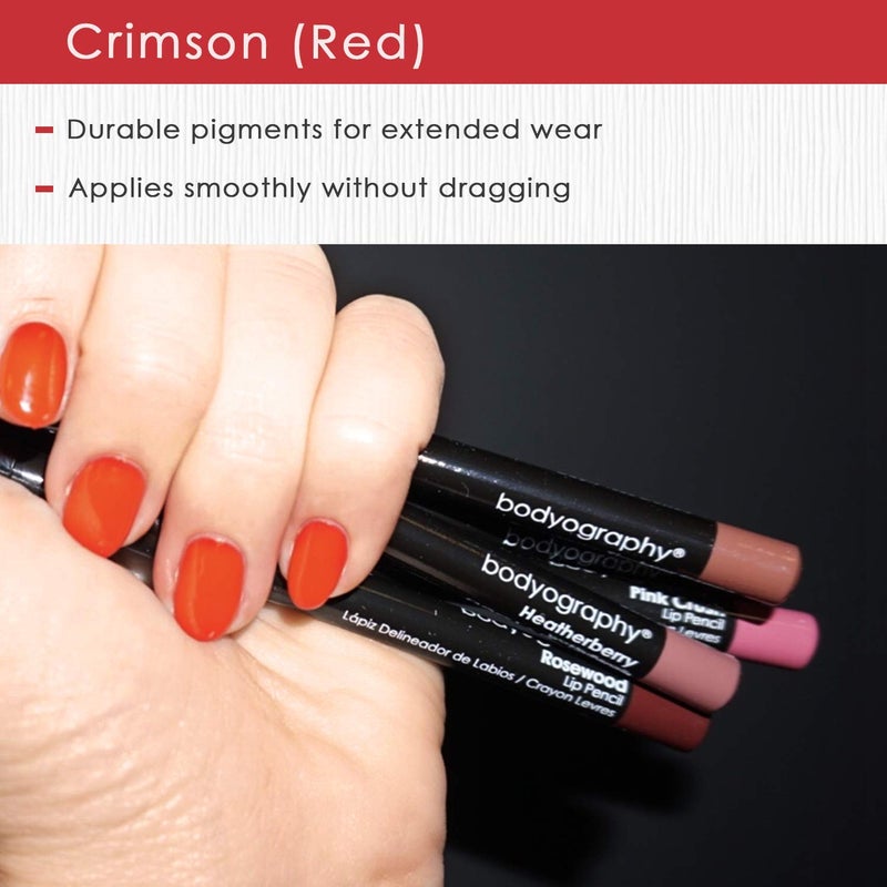 Bodyography Crimson Lip Pencil | Lip Liner Pencil with Coconut Oil, Vitamin E & C | Long-Lasting, Matte Liner for Definition & Color | Makeup Essential for Smooth Lip Contour - Image 4