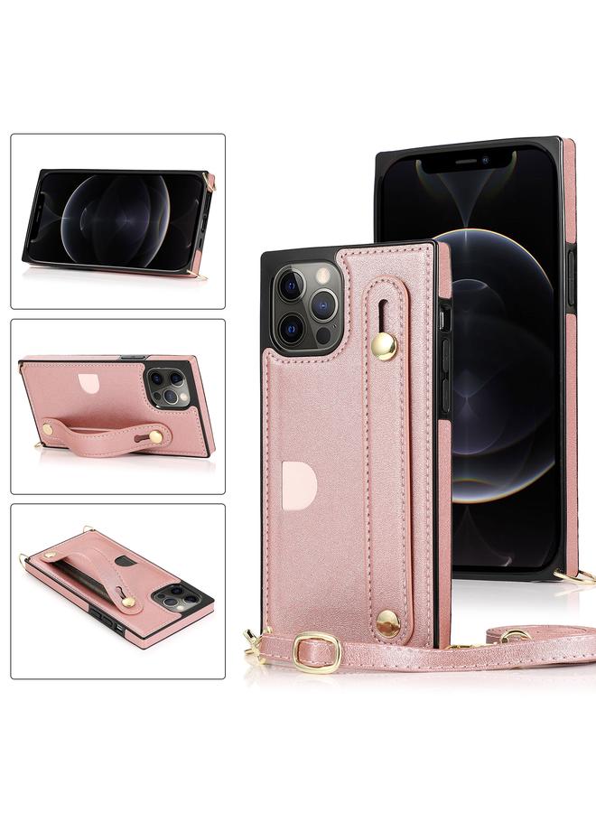 Zaboon Case For iPhone 12 Pro Max PU+TPU Shockproof Protective Case with Crossbody Lanyard & Holder & Card Slot & Wrist Strap - Image 1