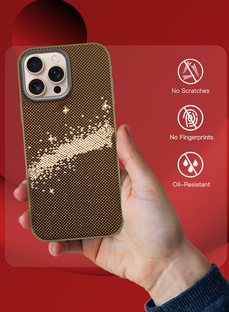 CATANES iPhone 16 Pro Max 2Packs Case Cover Carbon Fiber Pattern Phone Case Slim Shockproof Back Cover with 3D Screen Protector - Starry Pattern - Image 4