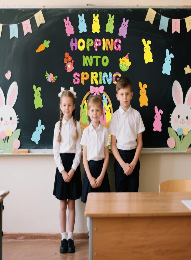 Containlol Easter Bulletin Board Decorations Set Easter Bunny Egg Classroom Door Decorations Hopping into Spring Paper Cutouts Wall Stickers Decals for Chalkboard Teacher Home Office Spring Party - Image 5