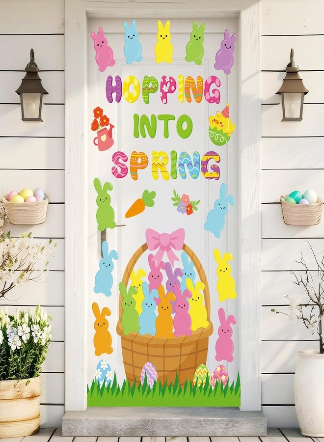 Containlol Easter Bulletin Board Decorations Set Easter Bunny Egg Classroom Door Decorations Hopping into Spring Paper Cutouts Wall Stickers Decals for Chalkboard Teacher Home Office Spring Party - Image 1