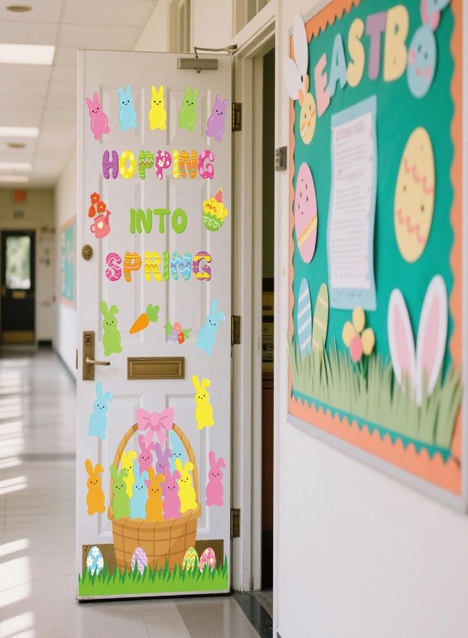 Containlol Easter Bulletin Board Decorations Set Easter Bunny Egg Classroom Door Decorations Hopping into Spring Paper Cutouts Wall Stickers Decals for Chalkboard Teacher Home Office Spring Party - Image 4