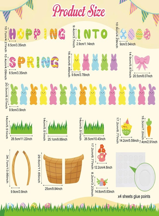 Containlol Easter Bulletin Board Decorations Set Easter Bunny Egg Classroom Door Decorations Hopping into Spring Paper Cutouts Wall Stickers Decals for Chalkboard Teacher Home Office Spring Party - Image 2