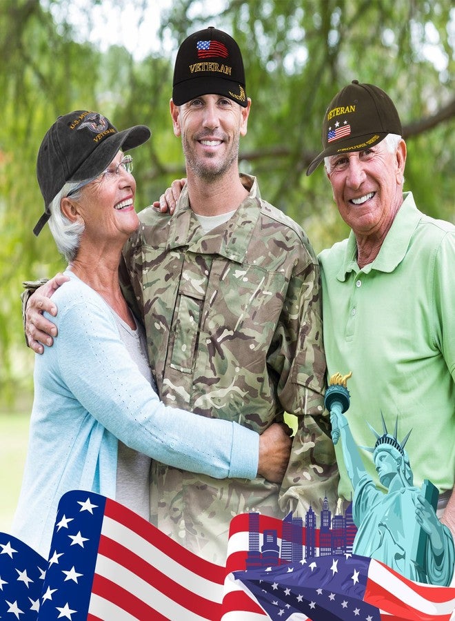 Liitrsh 3 Pcs Army Veteran Hat Us Military Hat for Men Flag American Baseball Cap Low Profile Cap Adjustable Embroidered Washed Veteran Hats for Men Women Soldier Unisex Gifts - Image 5