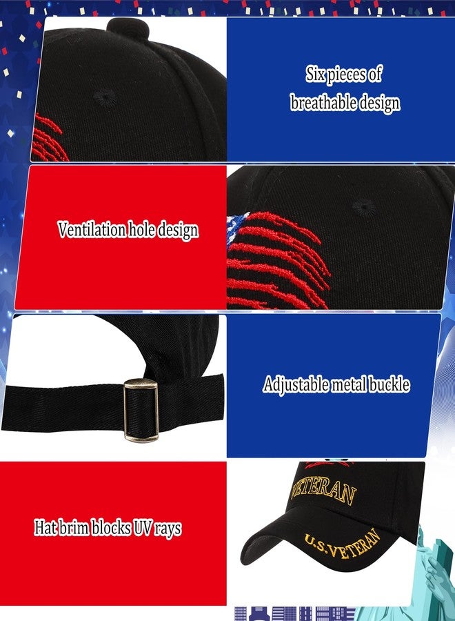 Liitrsh 3 Pcs Army Veteran Hat Us Military Hat for Men Flag American Baseball Cap Low Profile Cap Adjustable Embroidered Washed Veteran Hats for Men Women Soldier Unisex Gifts - Image 4