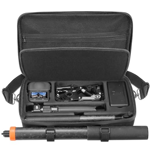 AMAZEAR Carrying Case for DJI Osmo 360 Accessories, Portable Nylon Osmo360 Action Camera Travel Bag with Shoulder Strap Fit 2.5M 8.2ft Selfie Stick (Black) - Image 1
